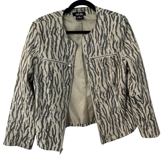 Mark Alan Women’s Long Sleeve 100% Genuine Leather Zebra Print Jacket Sz S GUC - Picture 1 of 8